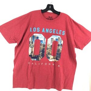 Univibe Men's LA T-Shirt‎ 2XL Red Short-Sleeve Graphic Crewneck LA California 00